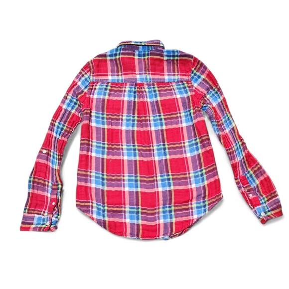 Gilly Hicks Sydney Flannel Shirt Womens Medium Plaid Red Blue Button Down - Picture 2 of 11
